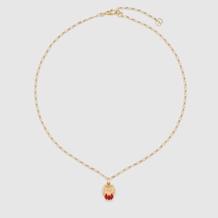 Yellow gold lion head necklace