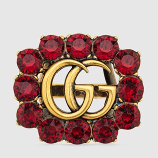 Anillo con Doble G de cristal
