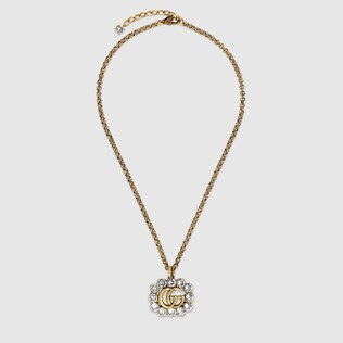 Crystal Double G necklace