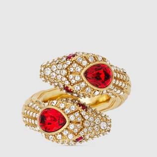 Anello a forma di serpente con cristalli