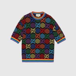 GG Psychedelic wool jacquard top