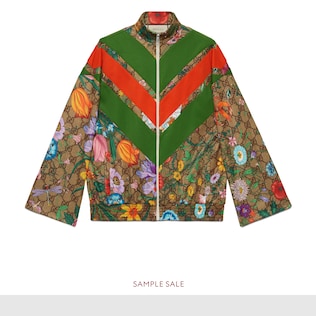 GG Flora print zip-up jacket