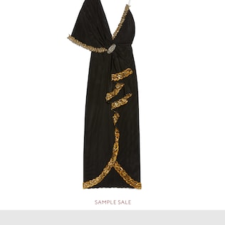 Embroidered asymmetric silk viscose dress