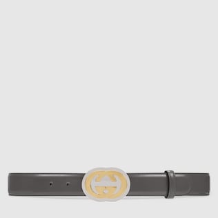 Leather belt with Interlocking G buckle