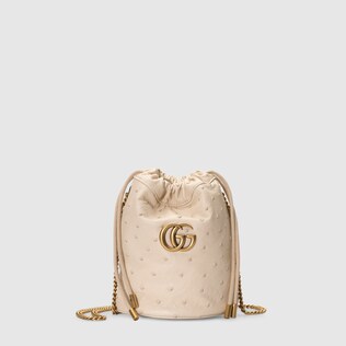GG Marmont ostrich mini bucket bag