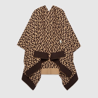 Poncho en coton et laine avec rhombus motif G