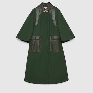 Cappotto in lana con dettagli in pelle