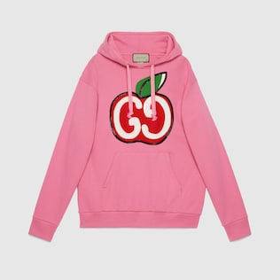 Felpa con cappuccio con stampa mela GG