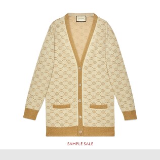 Cardigan aus Wolle mit GG Print aus Lamé