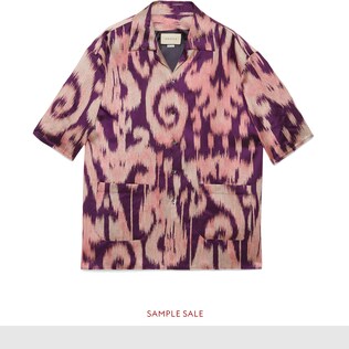 Retro swirl jacquard oversize bowling shirt