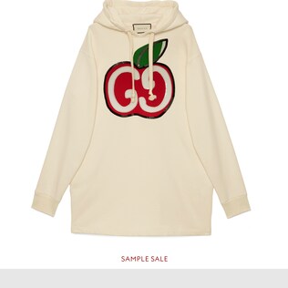 Hooded dress with GG apple print