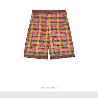 Check tweed shorts with silk trims