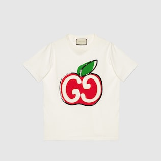 Camiseta con estampado de manzana GG