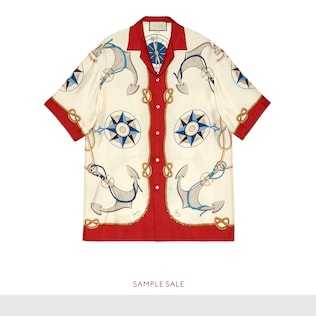 Chemise de bowling oversize à imprimé nautique