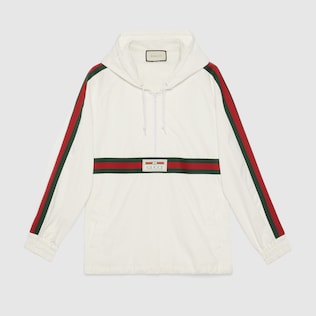 Cotton canvas windbreaker with Gucci label