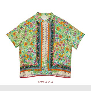 Chemise pour enfant en soie avec imprimé fleur et fruit