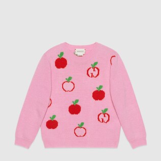 Kinderpullover aus Wolle mit GG Apfel-Motiv