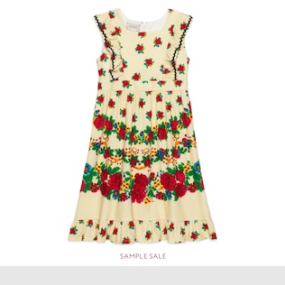 Abito in cotone con stampa fiori e staffe