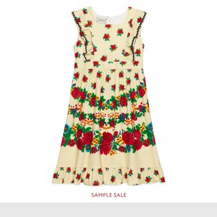 Children's flowers and stirrups print cotton dress