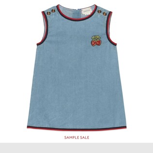 Children's denim dress with strawberries