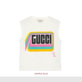 Children's Gucci tiger print cotton tank top