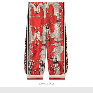 Children's eagle print silk trousers