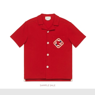 Children's cotton polo shirt with G patch