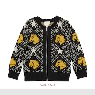 Cardigan pour enfant en laine GG et chevaux
