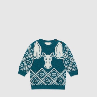 Babypullover aus Wolljacquard mit GG Elch