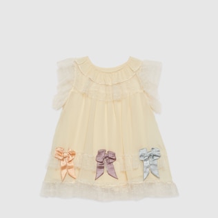 Vestido de georgette de seda bebé con lazos
