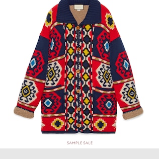 Cardigan in lana e alpaca jacquard