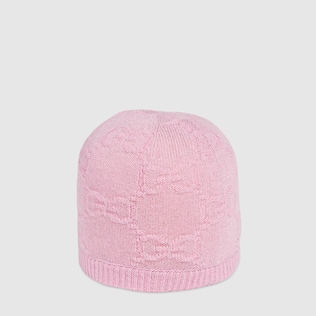 Babymütze aus glitzernder Wolle mit GG Print