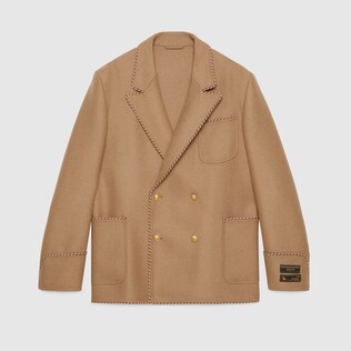 Camel jacket with sartorial labels