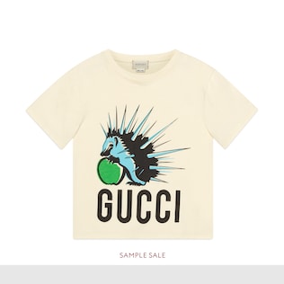 T-shirt in cotone con stampa riccio