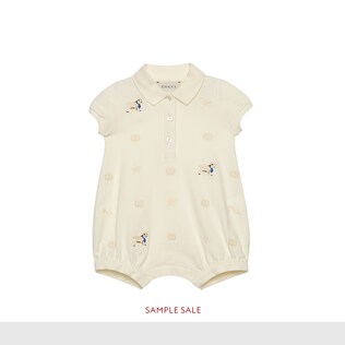 Baby cotton one-piece with lamb embroidery
