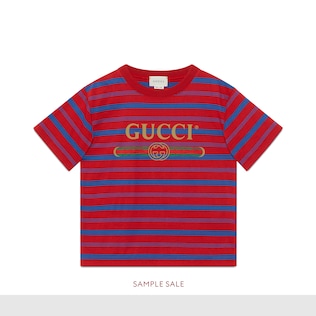 〔チルドレンズ〕GUCCI ロゴ ストライプ Tシャツ