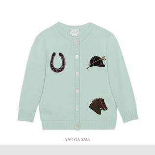 Children's wool cardigan with horse patch