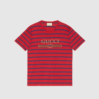 T-shirt a righe con logo Gucci