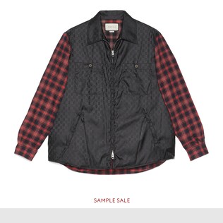 GG nylon shirt with check sleeves