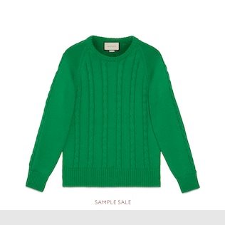 Cable knit cotton crewneck jumper