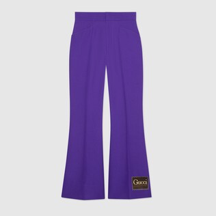 Gauze flare trousers with Gucci label