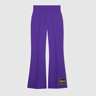 Pantalone in flare di garza con etichetta Gucci
