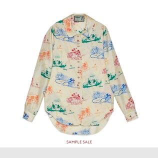ディズニー x グッチ シルク シャツ