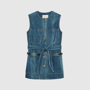 Chaleco de denim con efecto mármol lavado