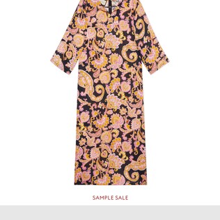 Paisley print linen kaftan dress