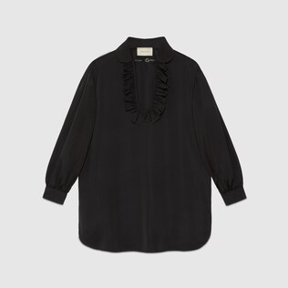 Maxi-Bluse aus Seidenfaille und Viskose