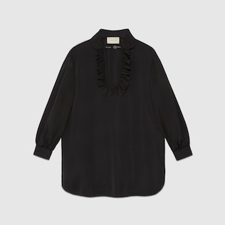 Maxi camicia in faglia di viscosa e seta