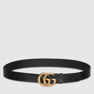 Leather belt with Double G buckle