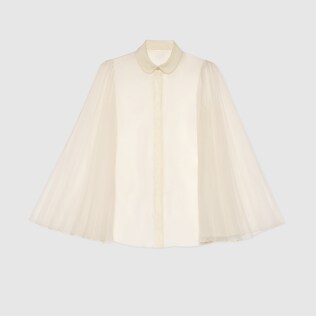 Silk organdy shirt with pleated sleeves
