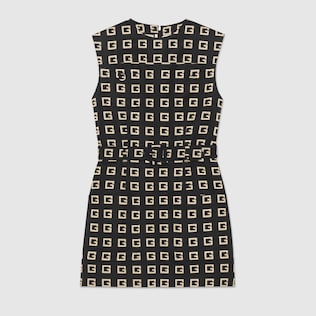 Kurzes Kleid aus Faille mit Square G-Print